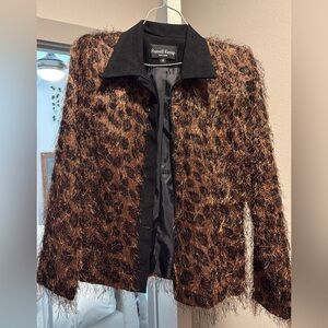 Russell Kemp Black and Brown Textured Teddy Jacket